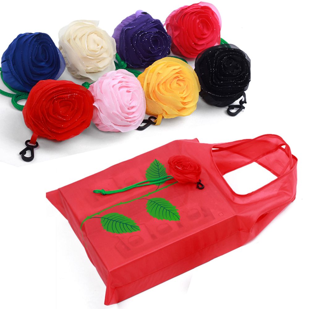 Rose Flowers Reusable Foldable Bag Shopping Bag Travel Grocery Bags Tote