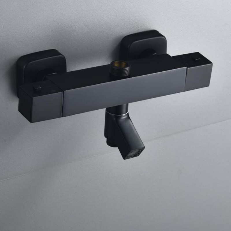 Robinet de douche thermostatique mural | Noir, robinet de salle de bains, robinet de douche, robinet de commande d'eau, robinet mitigeur thermostatique mural