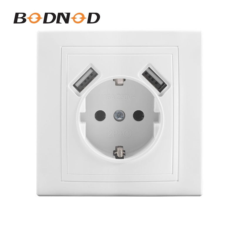 Double USB Wall Socket 5V 2A Power Supply Wall Mount Charger Adapter Docking Receptacle Panel