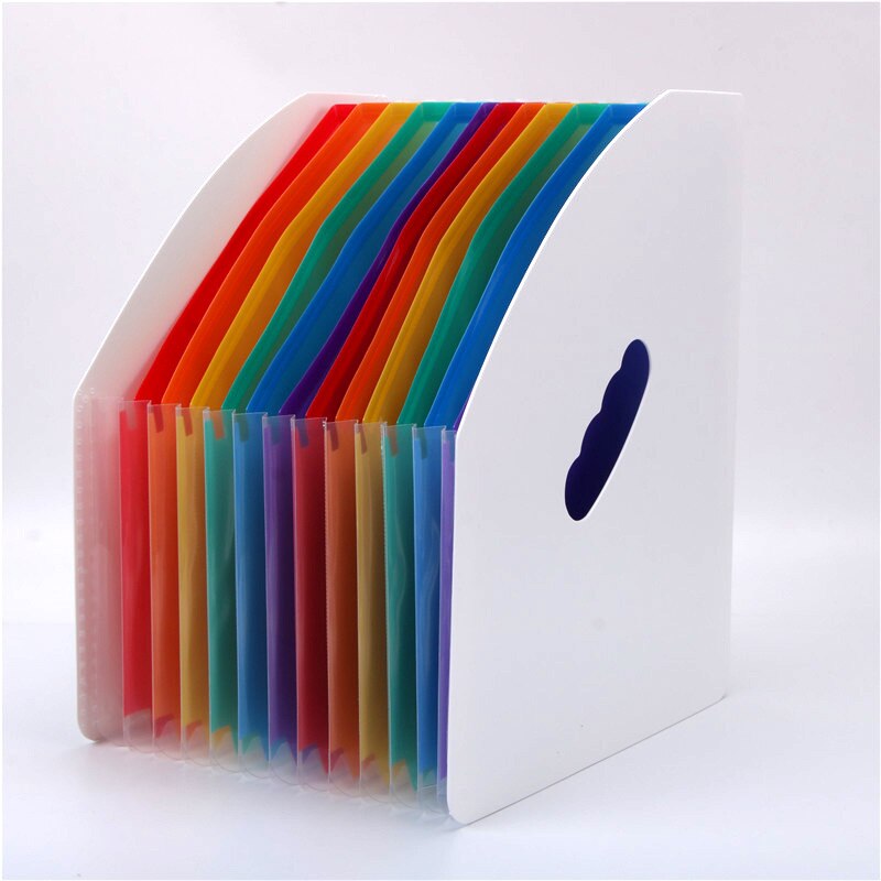 Erectable expanding wallet Rainbow Folder Document Manager Folder Assistance Office 12-Grid Pack File folder A4
