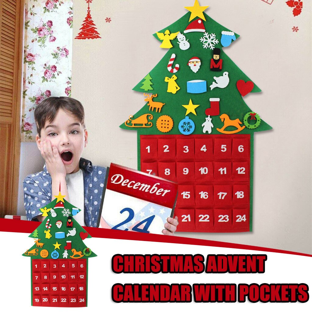 Décorations de noël grands feutres calendrier de l'avent de noël avec poches super