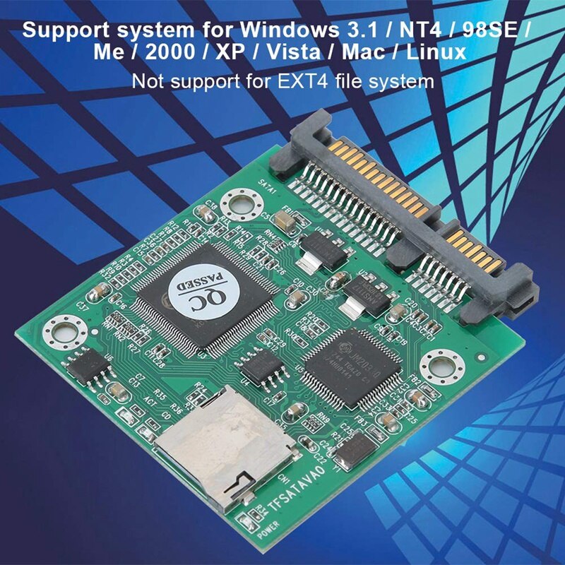 SATA Adapter Card, TF to SATA Adapter Card for Windows 3.1/ NT4 / 98SE / 2000 / XP/Vista/Mac/Linux, Replacing Sata with TF Card