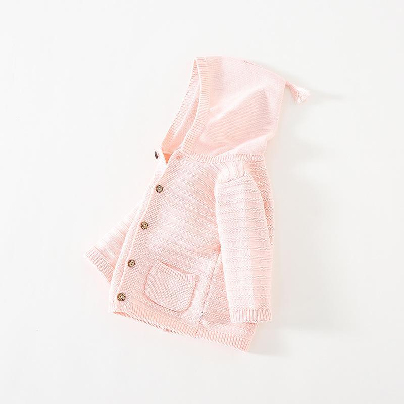 Primavera autunno nuovi vestiti per bambini Casual Toddler Boys Girls maglioni lavorati a maglia a maniche lunghe con bottoni con cappuccio per bambini 1-3Y: pink / 24M