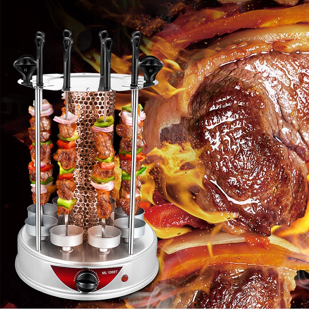 Commercial Electric Skewers Grill Smokeless Barbecue Machine Automatic Rotating Electric Grill Timing Barbecue Machine