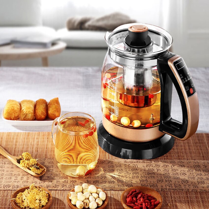 Waterkoker 1.2L Glas Gezondheid Behoud Pot Elektrische Warm Water Ketel Met Automatische Verwarming Roestvrij Staal Thee Afvoer
