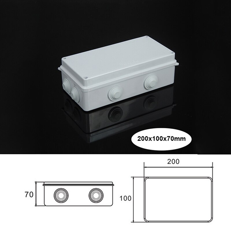 ABS Plastic IP65 Waterproof Junction Box DIY Outdoor Electrical Connection Box Cable Branch Box 200x100x70mm: 200mmx100mmx70mm