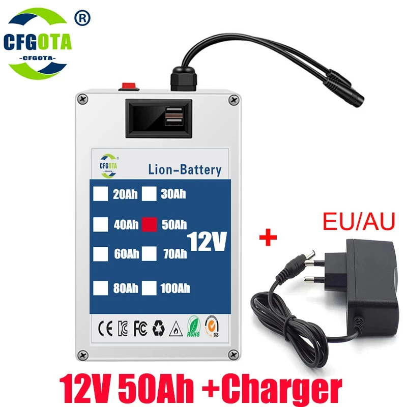 DC 12V 100Ah Lithium-ion Rechargeable Battery Is A Large Capacity and Multi-purpose Rechargeable Battery Power Bank
