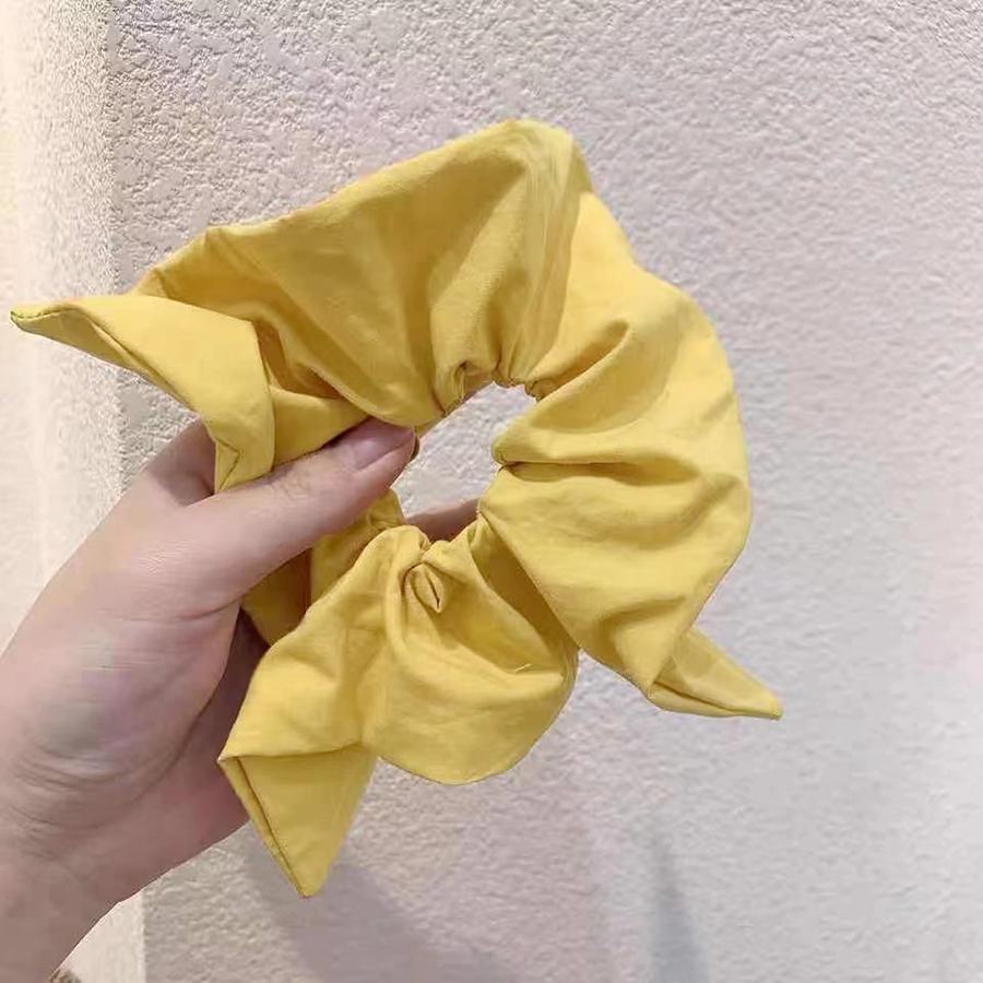Vierkante Haar Scrunchies Grote Effen Kleur Vrouwen Elastische Haarbanden Meisjes Haar Ring Paardenstaart Rubber Mode Haaraccessoires: YELLOW