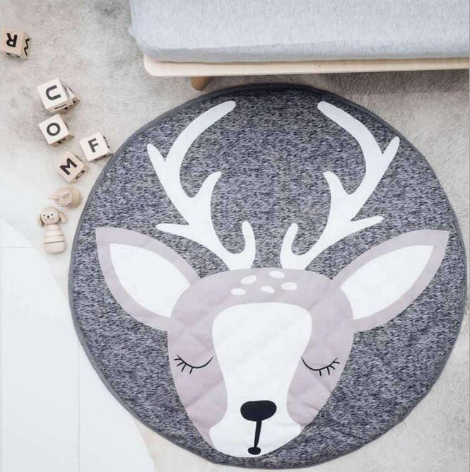90Cm Kids Play Game Matten Ronde Tapijt Tapijten Mat Katoen Vos Kruipen Deken Vloer Tapijt Voor Kinderkamer Decoratie ins Baby: lu2