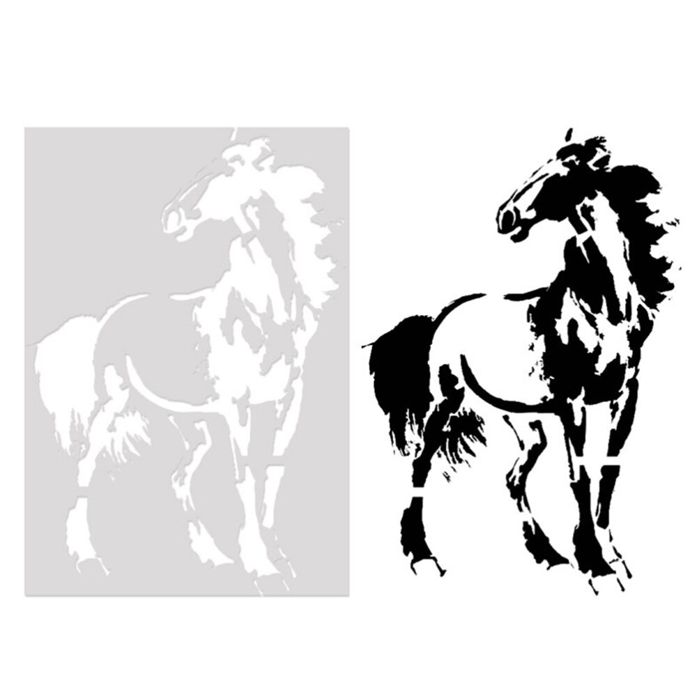 5pcs Novel Decorative Durable Decorative Painting Stencils Horse Pattern Friends Family