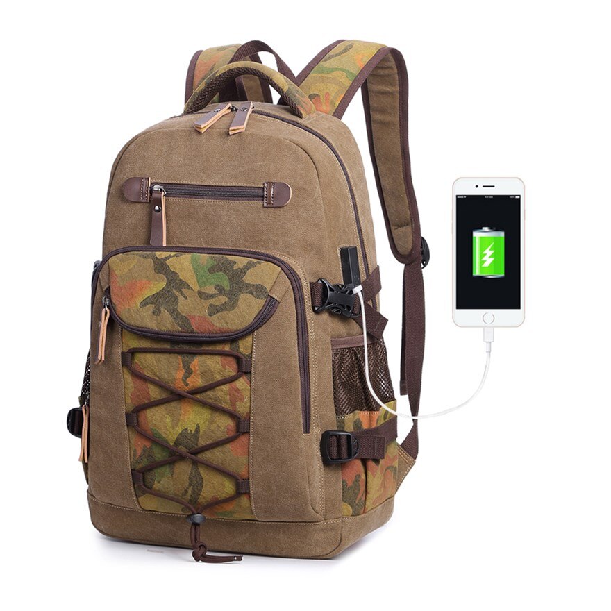 OKKID leinwand schule Rucksack für junge bagback freundlicher zurück Pack Schüler bookbag schule taschen für Teenager jungen männer große reise Rucksack: khaki