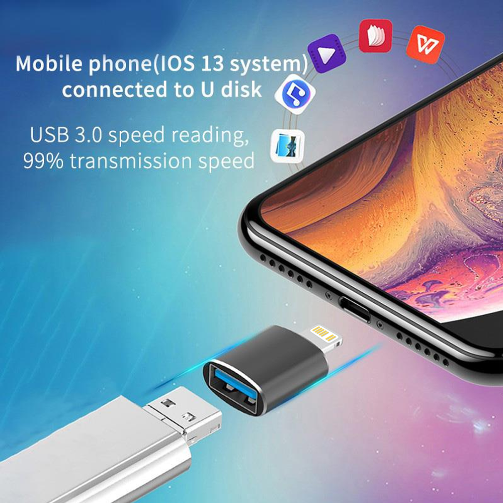 Adaptador Lightning macho a USB3.0 hembra OTG Lightning a USB U-disk lectura convertidor de transferencia de datos para iPhone iPad IOS 13 superior