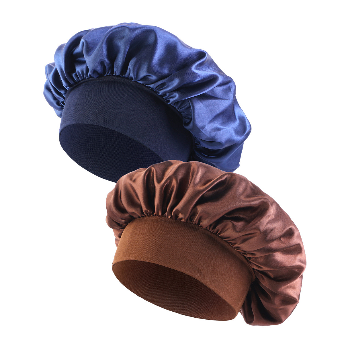 Satin Wide Brim Nightcap Silky Bonnet Hair Wrap for Sleeping Sleep Cap With Elastic Soft Band Styling Cap Hair Wrapping Tool