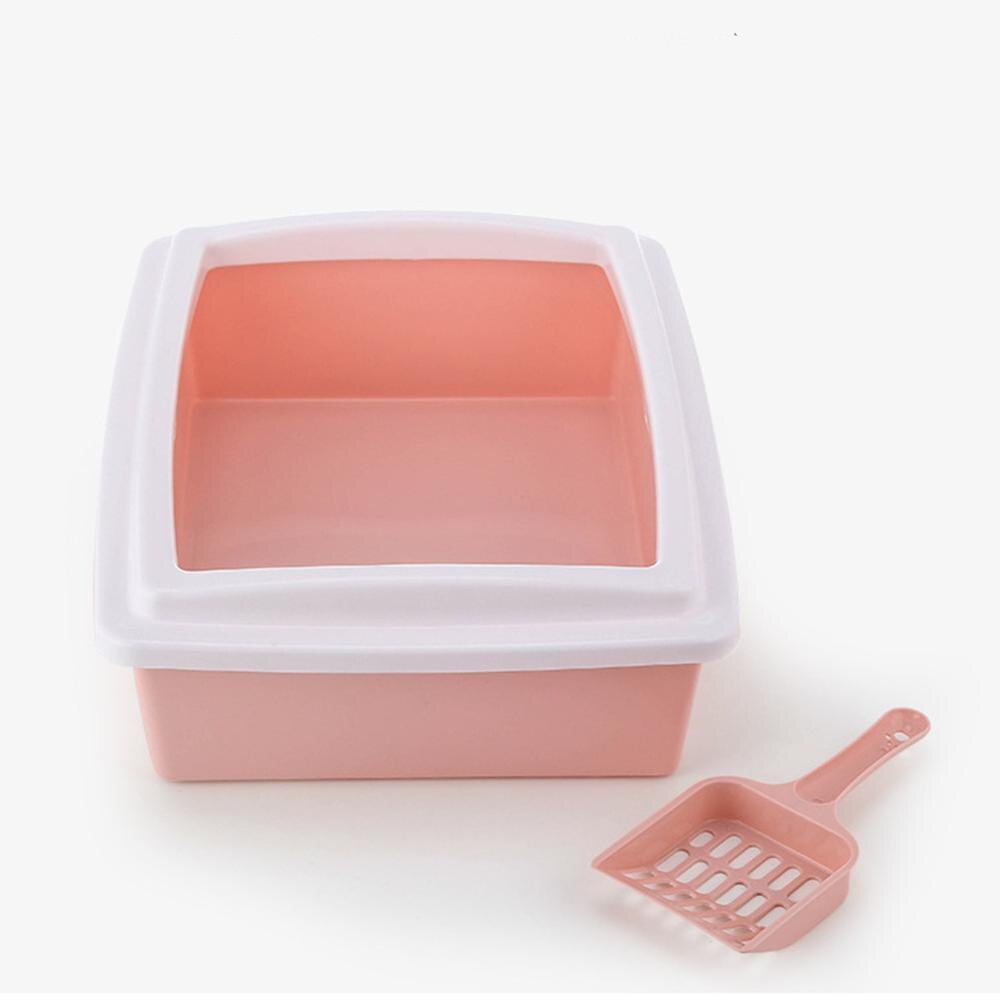 Plastic Cat Sand Box With Scoop Anti Splash Toilet Bedpan Kitten Litter Box Pee Tray Trainer Puppy Cleaning Waste Pets Supplies: Pink