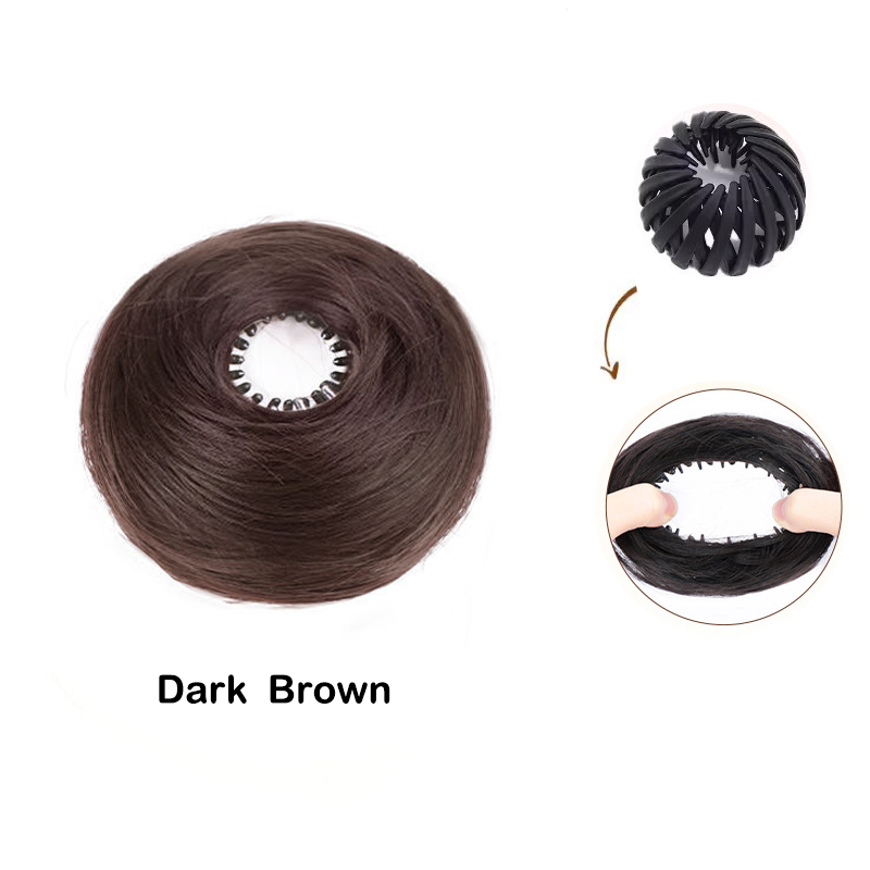 Syntetyczne doczepiane kocze z efektem potarganych włosów, mini kok z efektem upięcia w stylu pączek, treski robić włosów dla kobiet i dziewcząt, kok w kształcie ptasiego gniazda, wysuwane chignony.: T1B/613