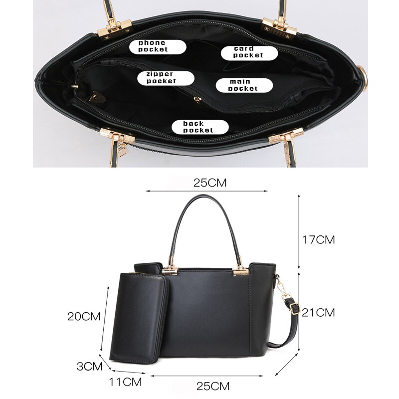 Leder Geldbörsen und Handtaschen Luxus setzt Taschen für Frauen Modische Schulranzen Handtasche Weibliche Taschen