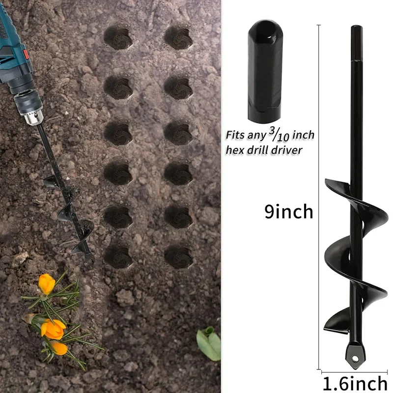 Barrena de jardín, accesorios de broca en espiral, macetero de flores de jardinería, taladro de tierra, herramienta excavadora de agujeros, broca de suelo suelto: Oro