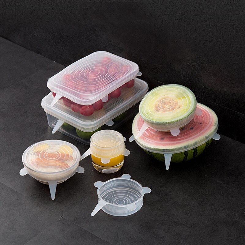 6 pièces/ensemble couvercle en Silicone alimentaire couvercles en Silicone universels, pour ustensiles de cuisine bol réutilisable couvercles extensibles accessoires de cuisine couvercle de bol