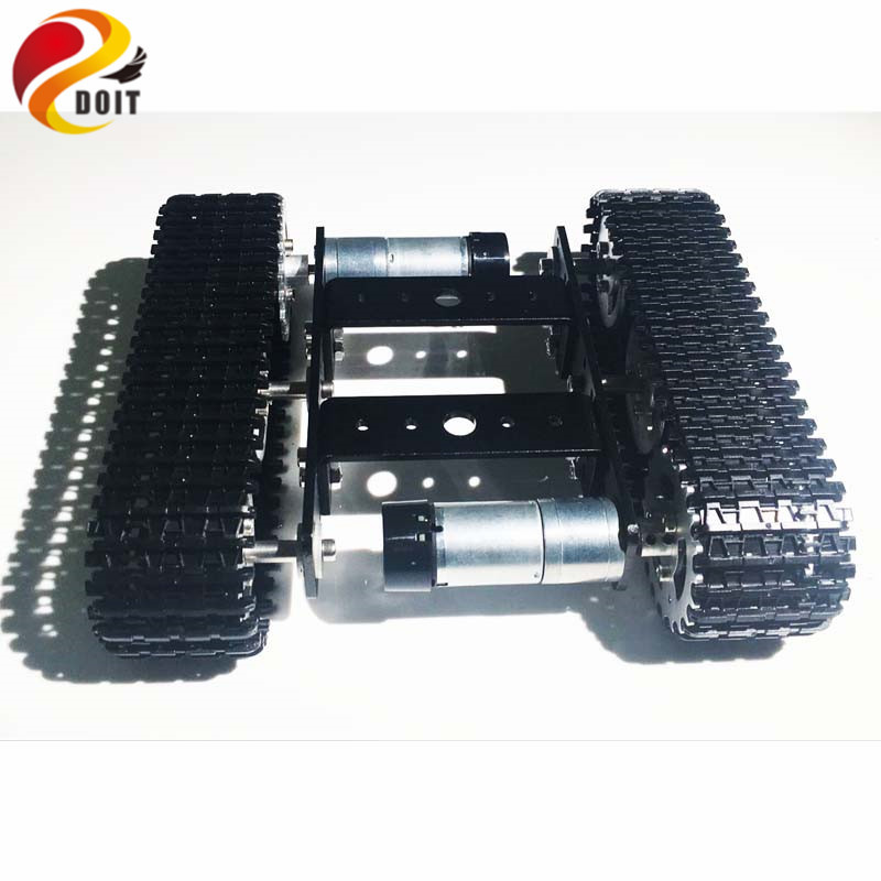 Mini TP100 Aluminium Legierung Panzer Roboter Chassis Raupe Plattform Mit 12 v 350 rpm Motor- DIY Arduino Unmontiert Bausatz: Schwarz 9V 150rpm