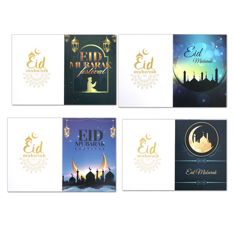 5pcs/set EID MUBARAK Greeting Card Muslim Eid Mubarak Ramadan Blessing Card Ramadan Decoration Festival Card Wish Card