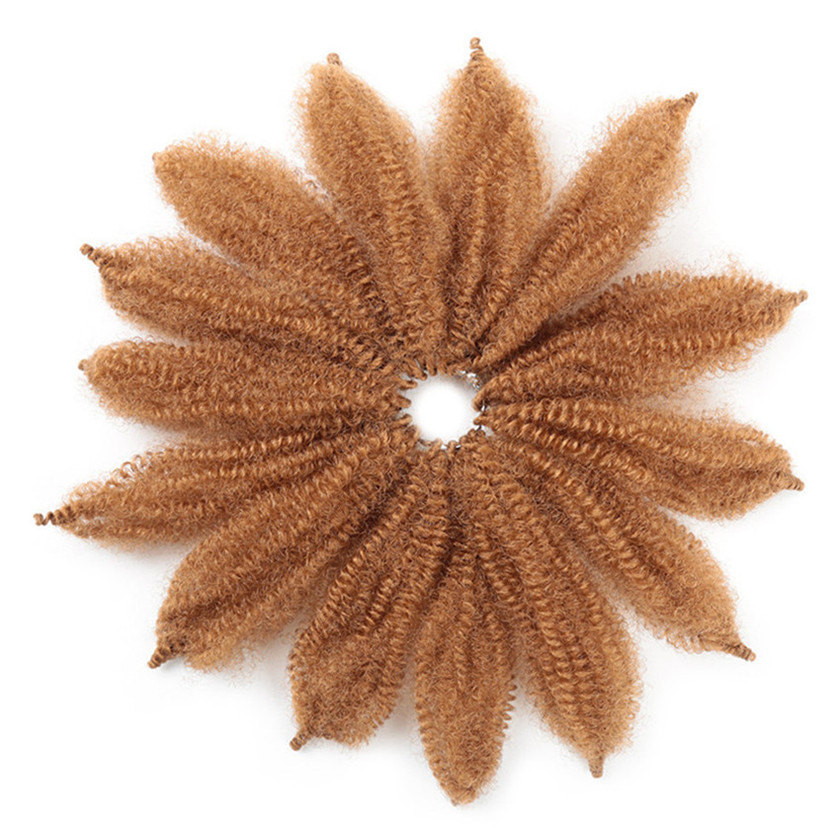 La belleza de oro 8 "sintético Crochet trenzas Marley pelo 14 raíces/pc suave Afro cabello torzado trenzado extensiones de fibras de alta temperatura: #27