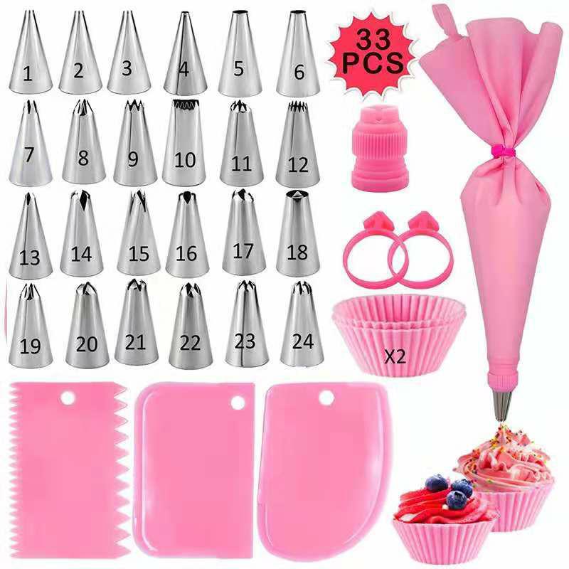 Nozzle piping cake decorating tools Confectionery equipment Kitchen accessories Pastry bag and bakery set stainless steel socket: army green