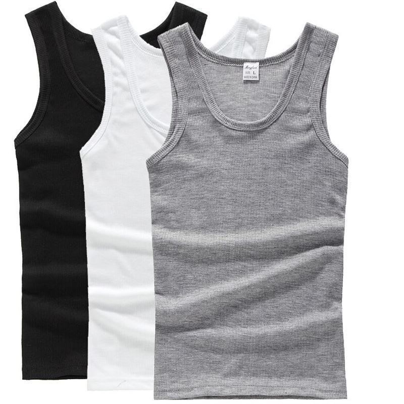 Offre spéciale 1 pièces 100% coton hommes sans manches débardeur solide Muscle gilet sous-vêtements o-cou gymvêtements t-shirts hauts