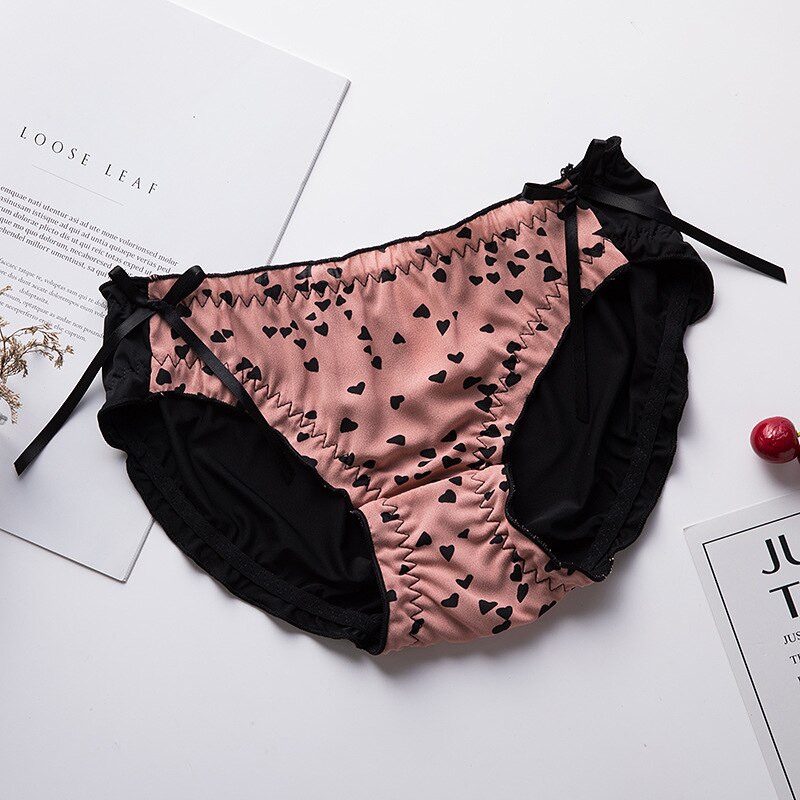 Culotte japonaise en soie glacée, produit, imprimé fraise, grand nœud, Triangle, en mousseline transparente, pour dames: 05 / M