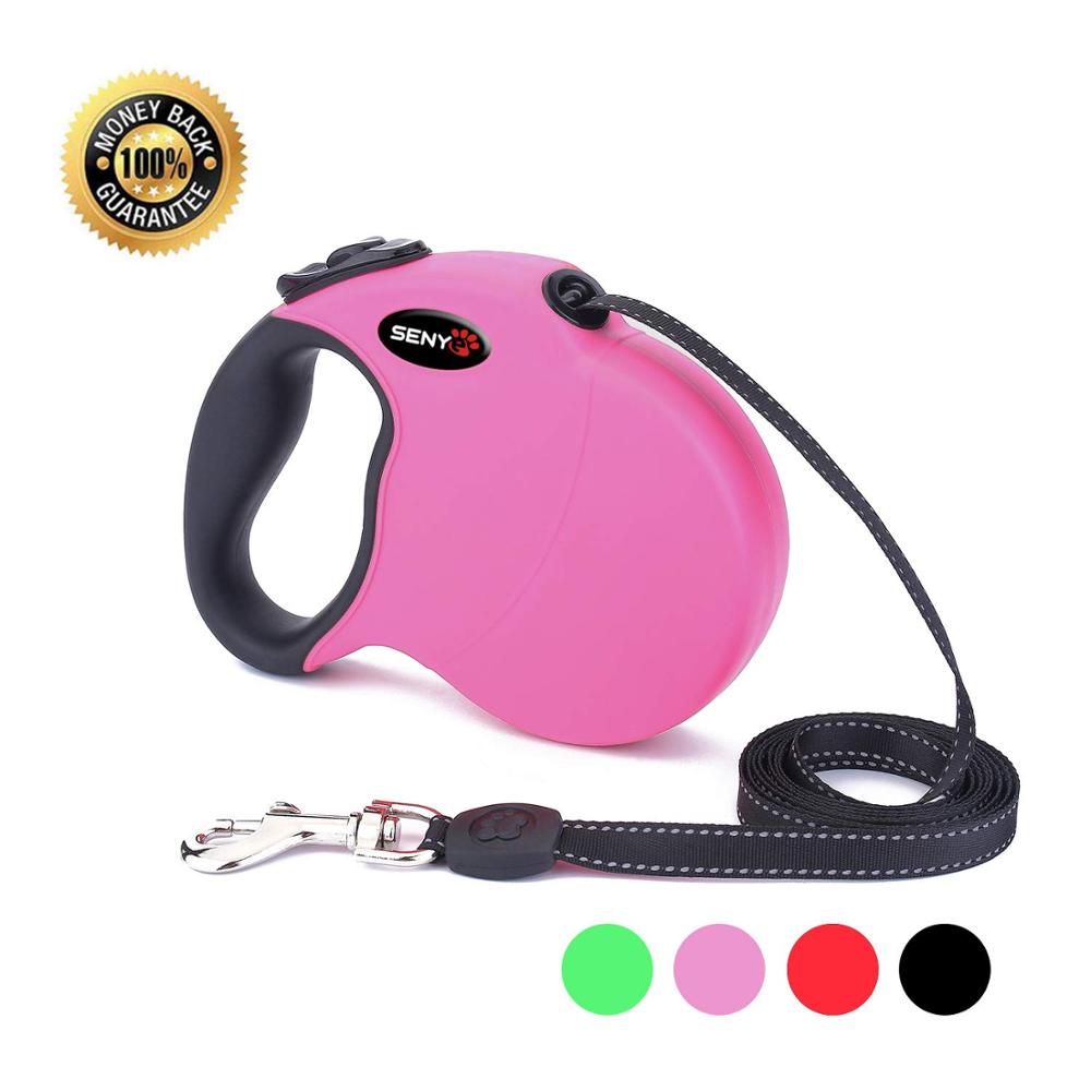 Intrekbare Duurzaam Pet Hondenriemen 5M Ondersteunt Grote Honden Tot £ 100 Best Pet Training Wandelen Nylon Leash huisdier Producten: pink