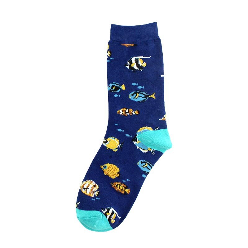 Harajuku Happy Socks para mujer divertidos dibujos animados Rana perro Concha ballena mariposa patrón transpirable calcetines de algodón para mujer: 13