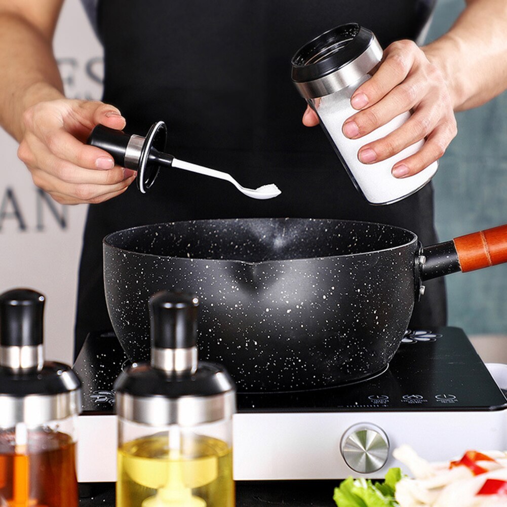 Recipiente de azúcar para ollas de cocina, botella de vidrio para condimentos, caja de sal, contenedor de azúcar, jarras de azúcar para especias con cuchara, caja de almacenamiento de cocina