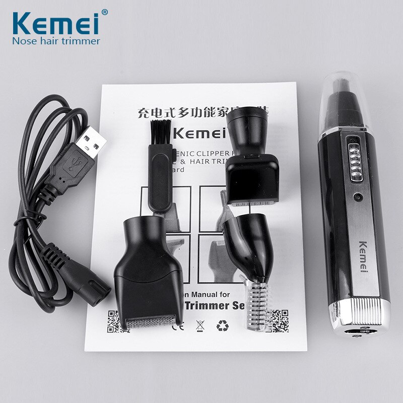 Kemei 4 in 1 Nose Hair Beard Eyebrow Rechargeable Electric Trimmer Electric Nose Trimmer Ear Shaver Hair Cliper