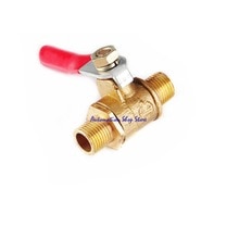 Red Lever Handle Brass 1/8PT Male Thread M/M Connector Full Port Shut Off Ball Valve