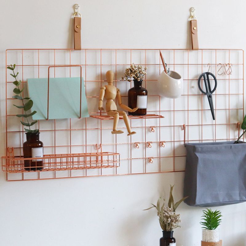 Panier d'étagère de mur de panneau de grille de 2 pièces avec le plateau de support de stockage d'affichage d'étagère de crochet