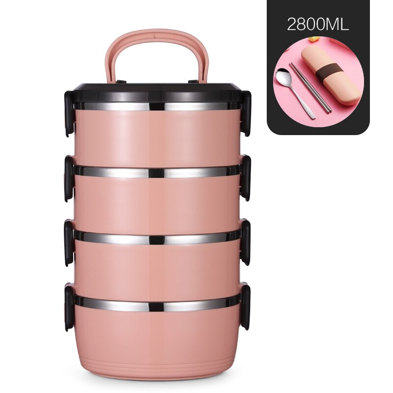 Tragbare Schule Dicht Thermische Lunchbox Für freundlicher Büro Picknick Große Lebensmittel Container einstellen Edelstahl Bento Boxs Japanischen: 4 Schicht Rosa