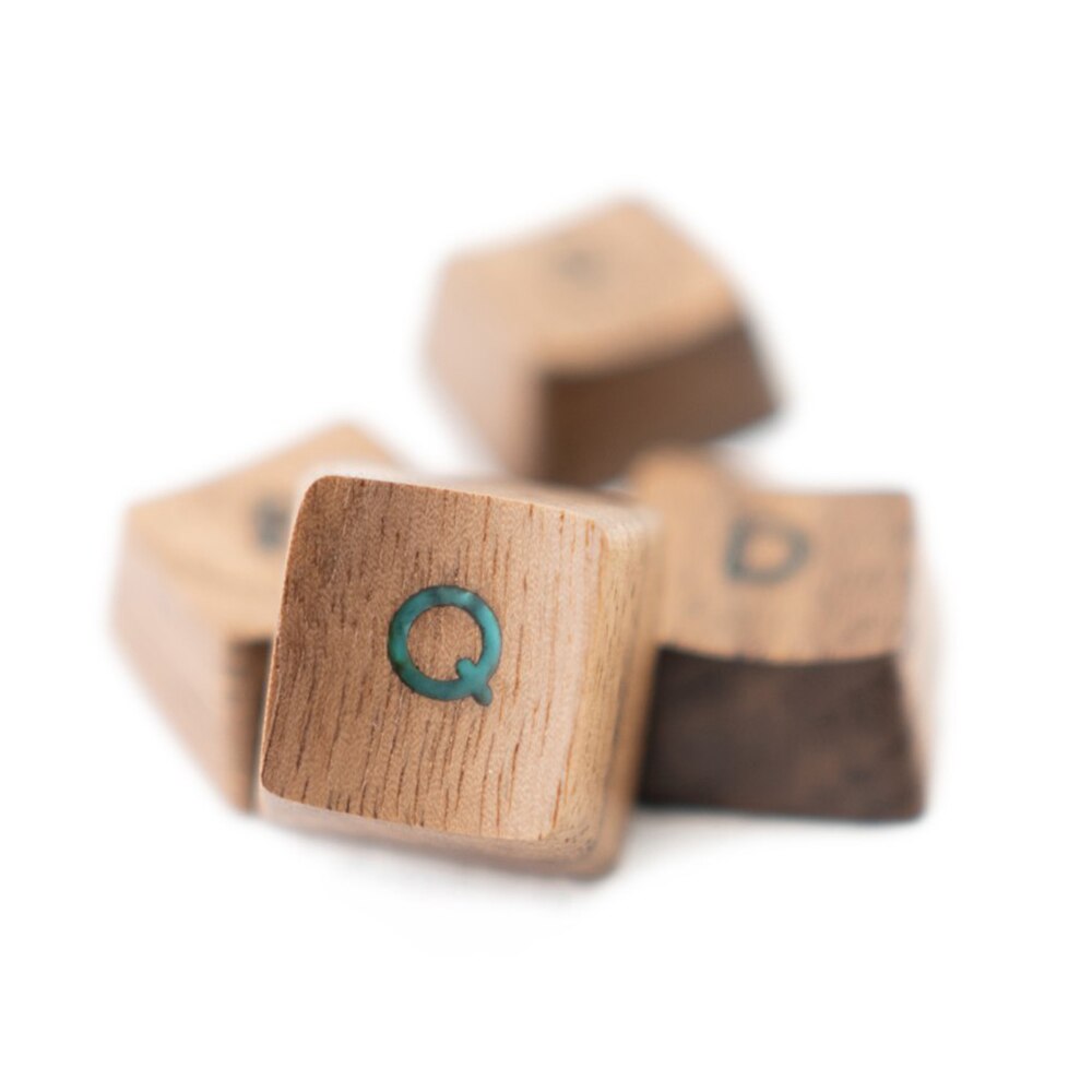 Black Walnut Solid Wooden Backlit Keycaps For Cherry Mx Switch Mechanical Keyboard OEM QWER WASD ASDF Arrow Wood Resin Key Caps