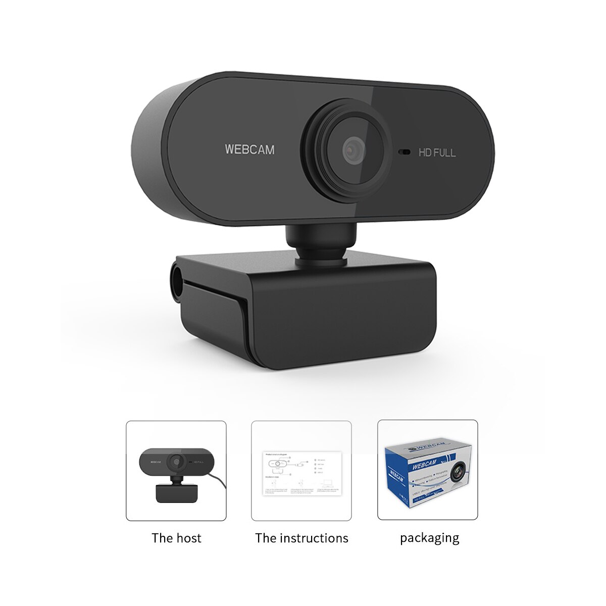 Videocamera per Computer HD 1080P videocamera per videoconferenza Webcam 2 Mega Pixel messa a fuoco automatica con microfono per videoriunioni Online