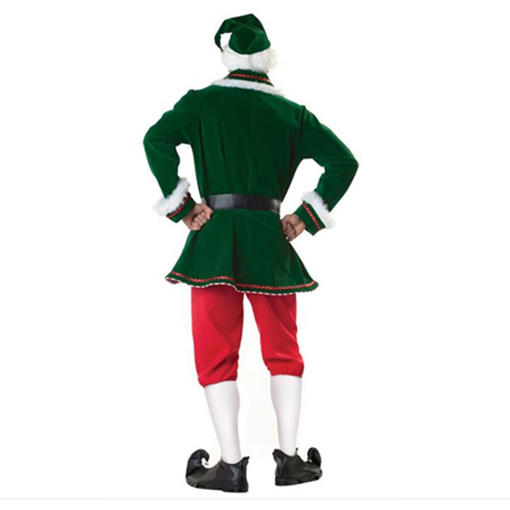 Deluxe de Navidad elfo verde de los hombres traje de Navidad de actuación escenario de Cosplay disfraz de Navidad