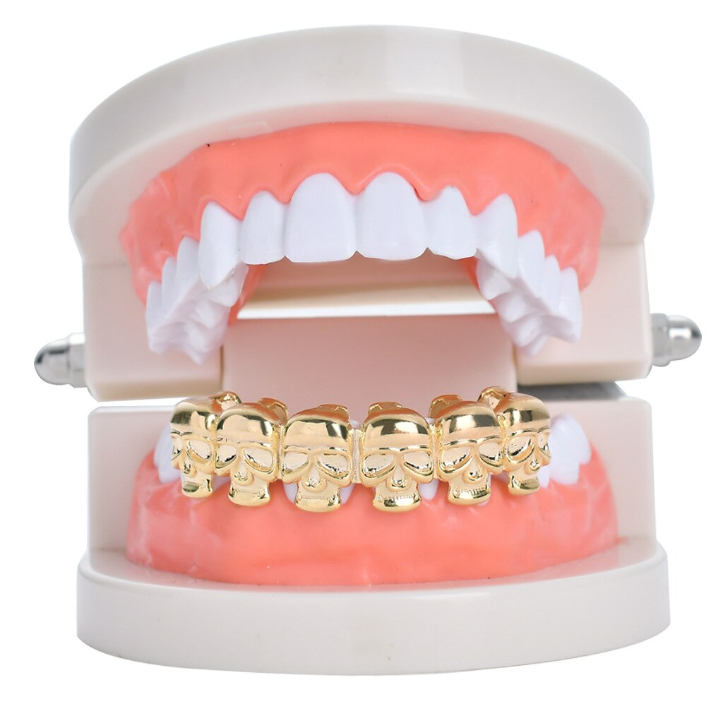 Hip Hop Teeth Grillz Skull Tooth Caps Halloween Vampire Teeth Simple All-match Braces For Unisex Body Jewelry