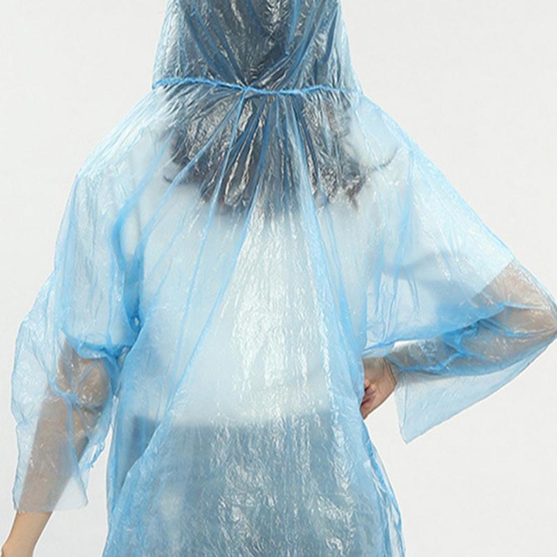 1pc Disposable Raincoat Hooded Silk Adult Rain Poncho Portable Plastic Outdoor Travel Hiking Camping Rain Coat Unisex Rain Gear