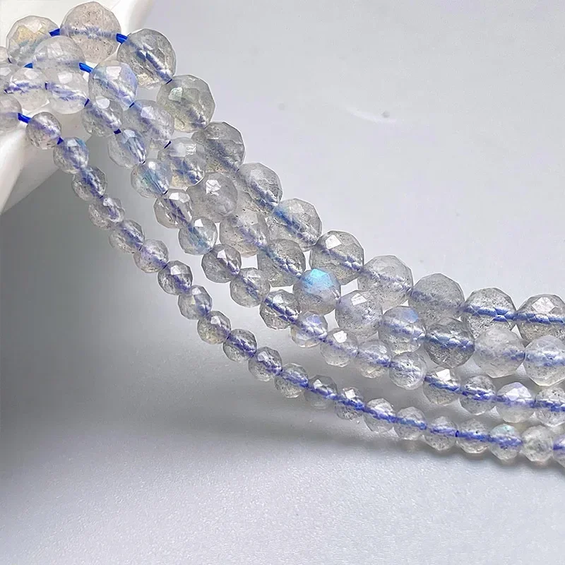 Cuentas de labradorita con destellos de piedra Natural, cuentas de aislamiento facetadas para fabricación de joyería, accesorios para pulseras y collares DIY