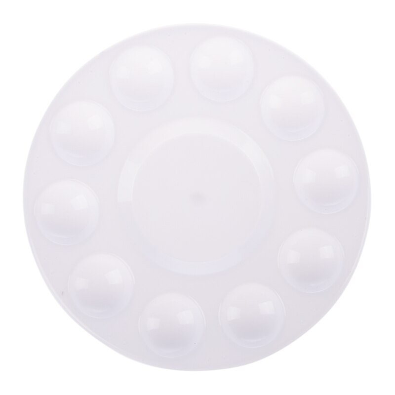 10-Well Round Strong&Light Plastic Paint Palette Tray-White