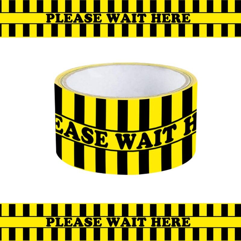 1Roll Please Wait Here Warning Floor Tape Social Distancing Marking Tape Yellow June
