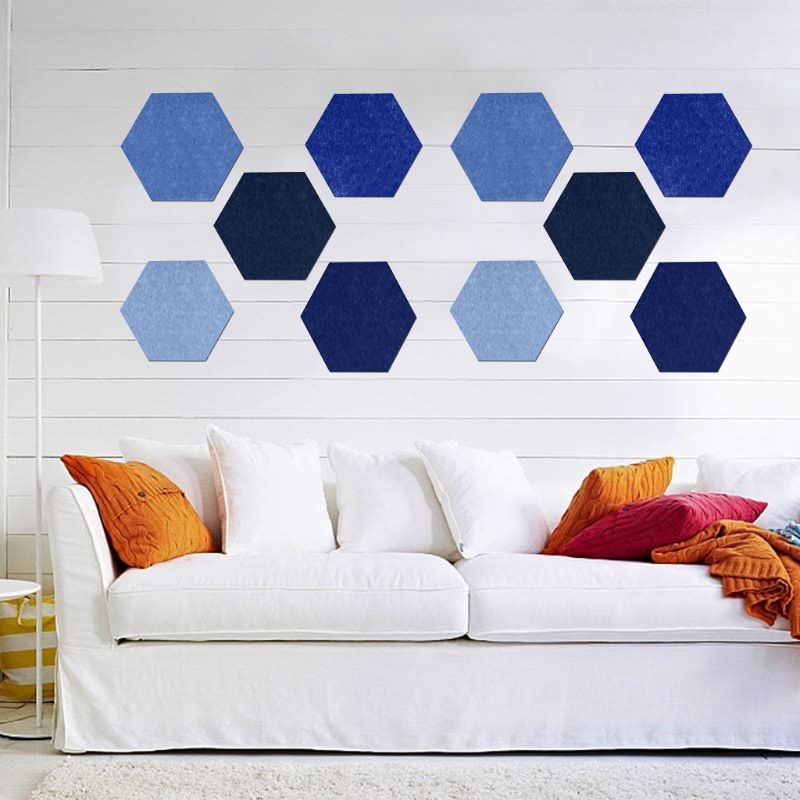 5Pcs Hexagon Vilt Pin Board Zelfklevende Bulletin Memo Foto Kurk Boards Kleurrijke Foam Muur Decoratieve Tegels