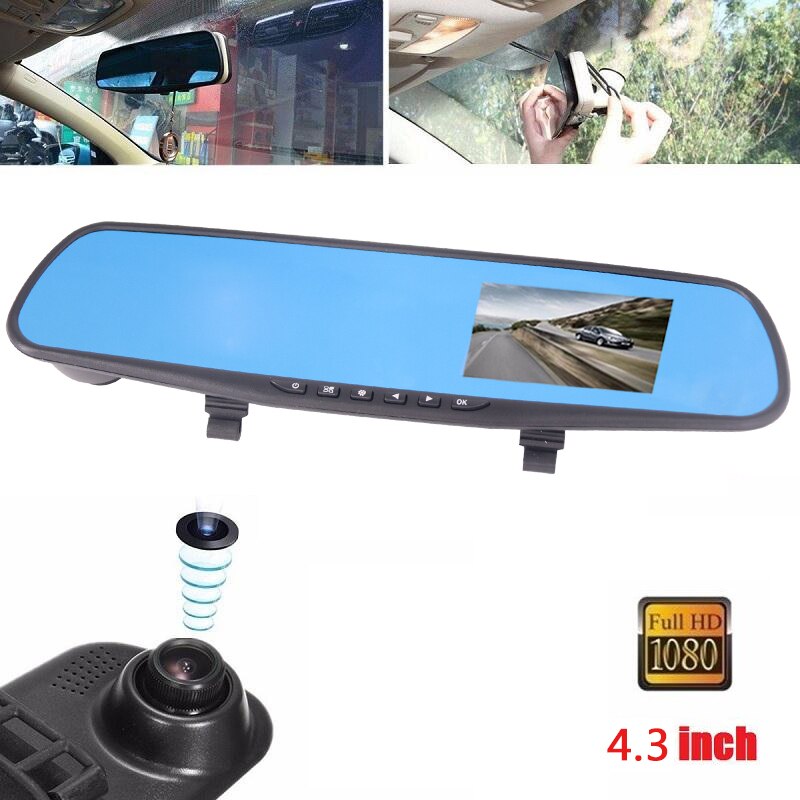 Full HD 1080p Dash Cam Car DVR Reverse Camera Auto 4.3 Inch Car Rear View Camera Mirror Digital Video Recorder Dual Lens
