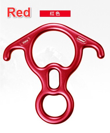 Camna udendørs aluminium magnesium legering klatring 8 ord ring 50kn okse horn bøjle rapellering enhed ned ad bakke sænk ned nedstigning: Rød
