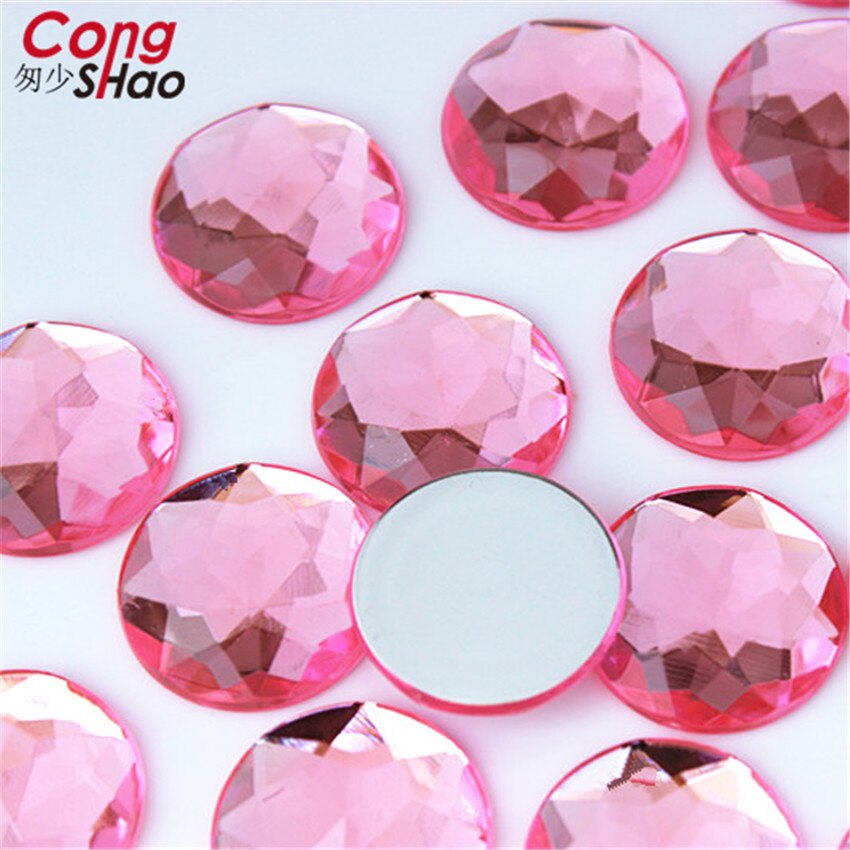 Cong Shao 20PCS 20mm Colorful Acrylic Rhinestone Round Flat Back Beads Crystal Stones DIY Costume Jewelry Crafts Scrapbook ZZ751: light pink