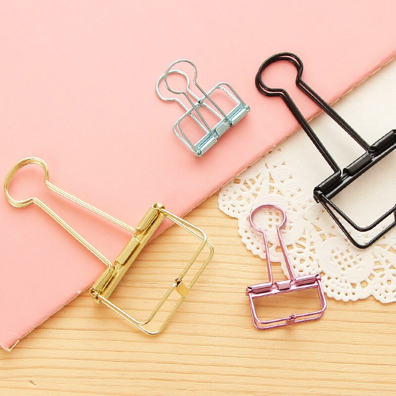 Colorful Metal Hollowed-out Binder Clip Paper Clips Clamp Foldback Clip for Notebook Diary Office Supplies Cute DIY Stationery