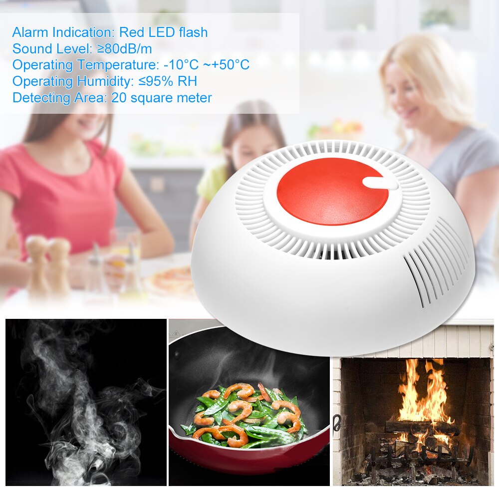 Standalone Photoelectric Smoke Alarm Wireless Alarm System Security Independent Smoke Detector Fire Protection Sensor