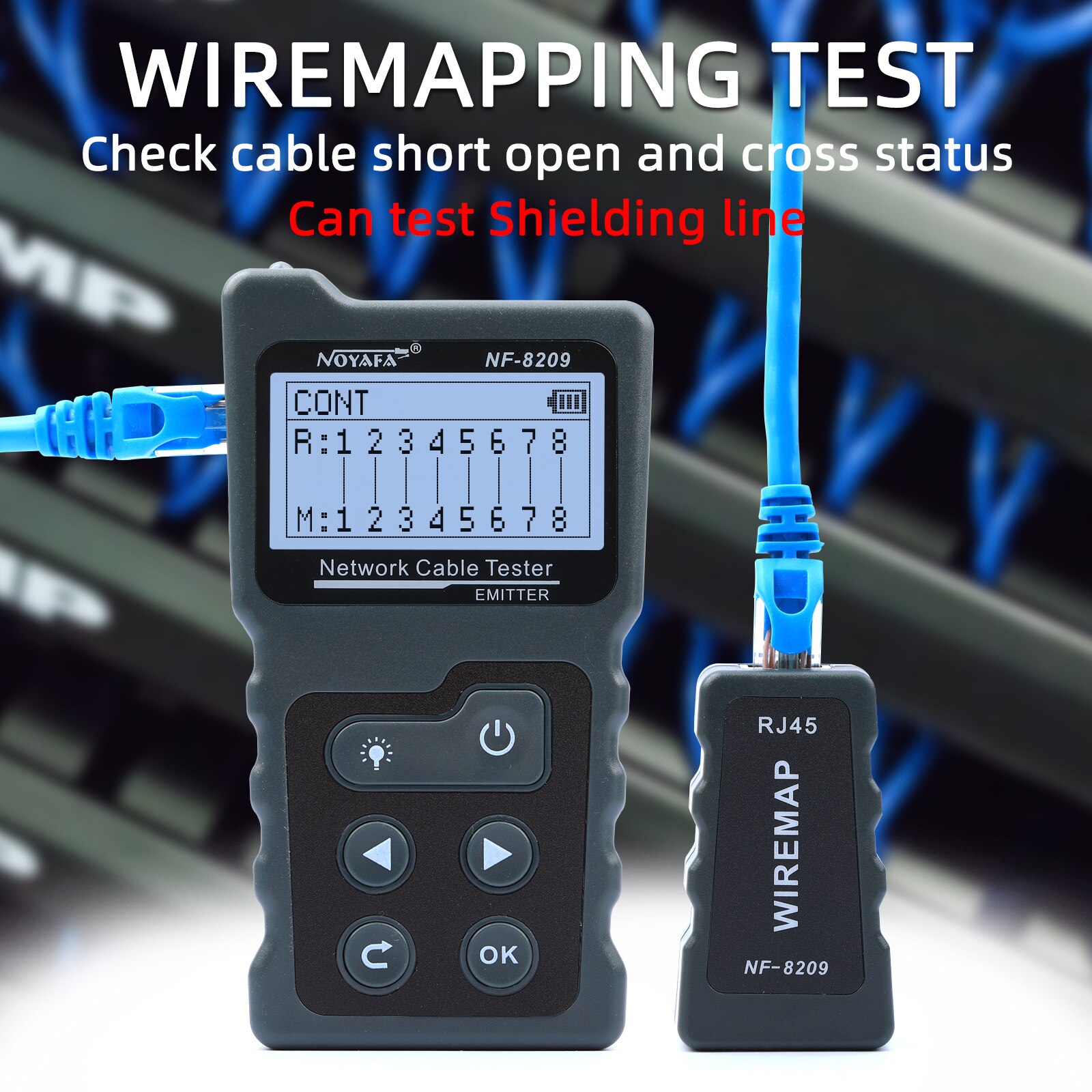 NF-8209 Network Cable Tester With LCD Wire Tracker Display Lan Cable POE Wire Checker Cat5 Cat6 Network Scan Test Tool